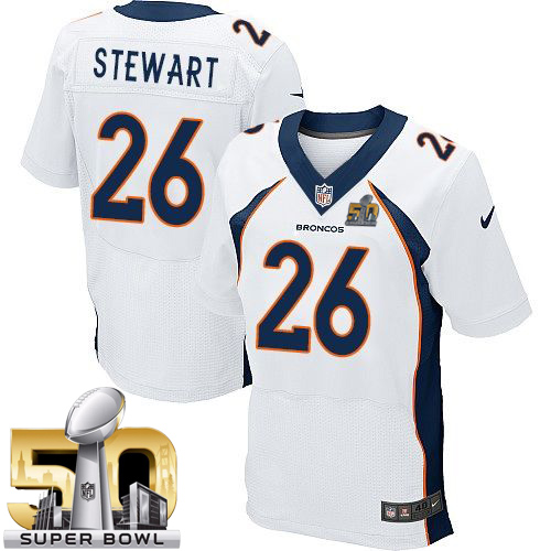 Nike Broncos #26 Darian Stewart White Super Bowl 50 Men's Stitched NFL New Elite Jersey - Click Image to Close